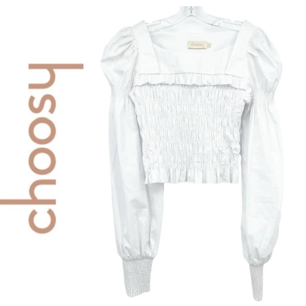 Choosy Charlotte Smocked Cropped Shirt